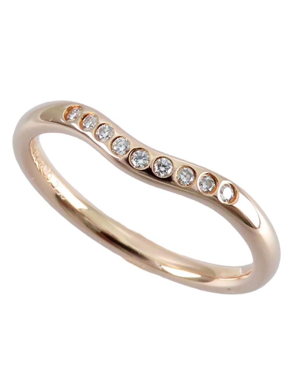 Tiffany & Co Curved Band Ring Pink Gold 18k Diamond